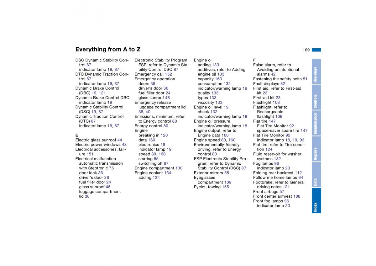 BMW E46 owners manual / page 169