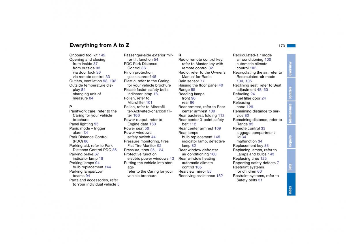 BMW E46 owners manual / page 173