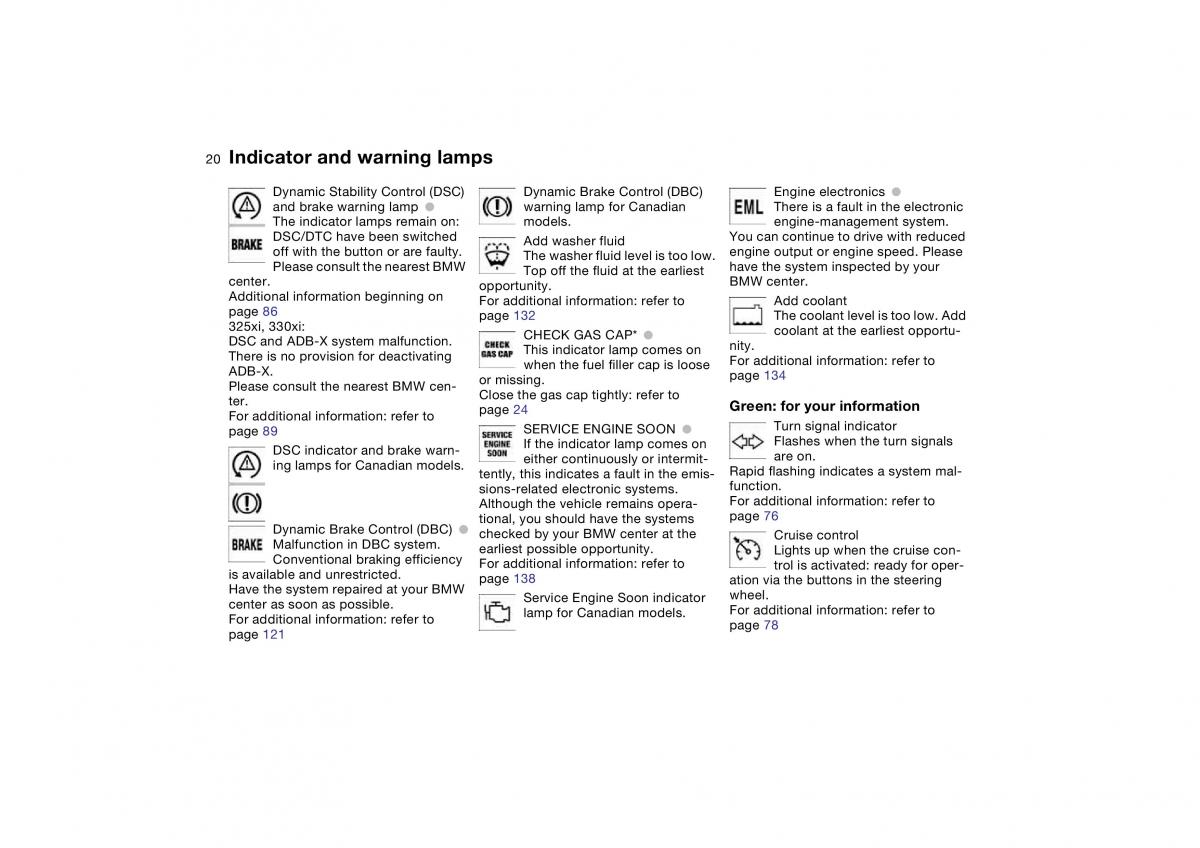 BMW E46 owners manual / page 20