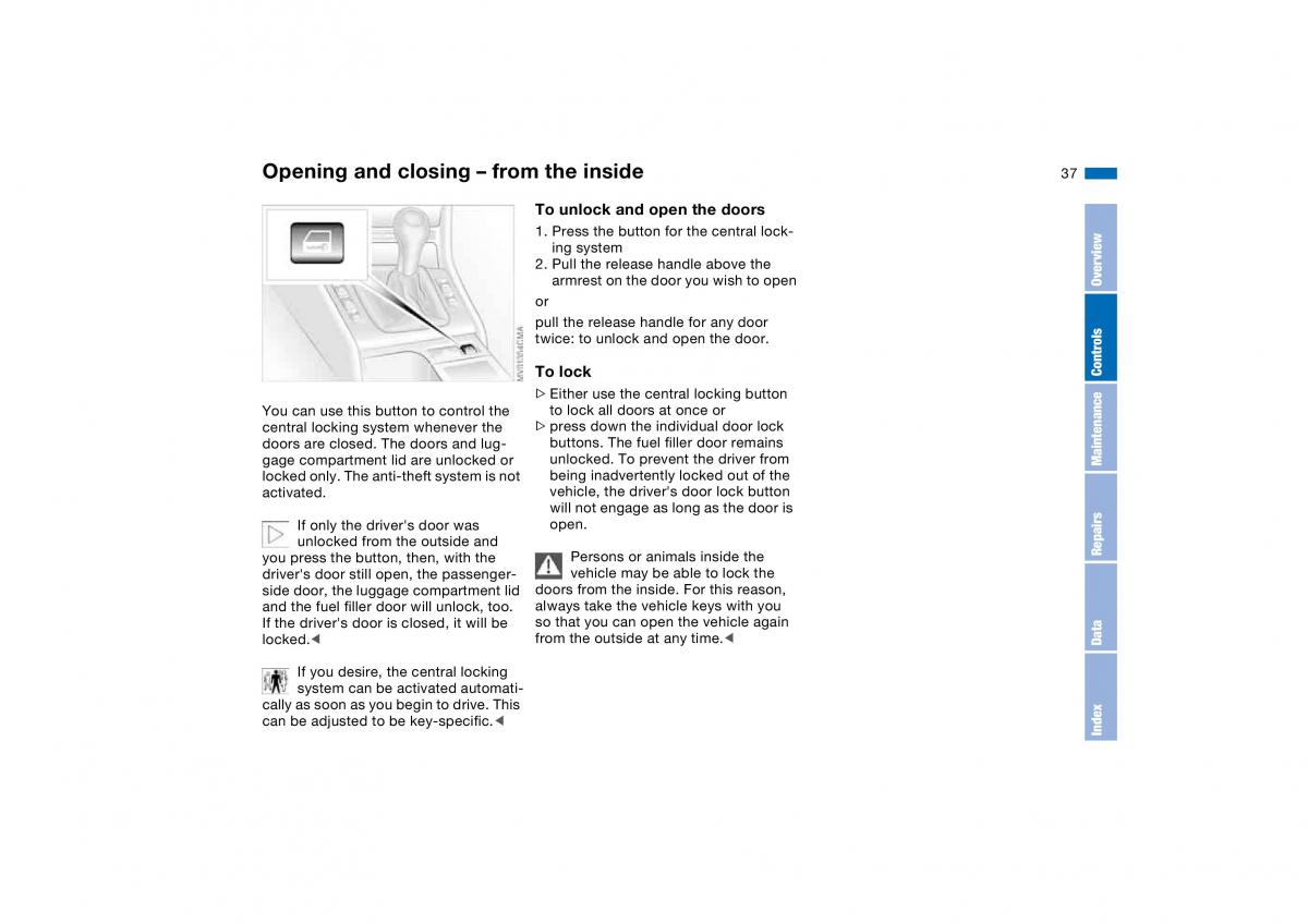 BMW E46 owners manual / page 37