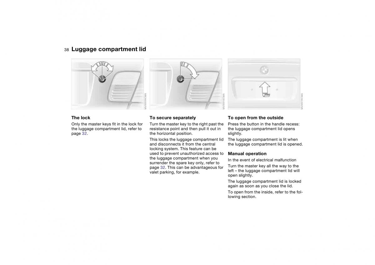 BMW E46 owners manual / page 38