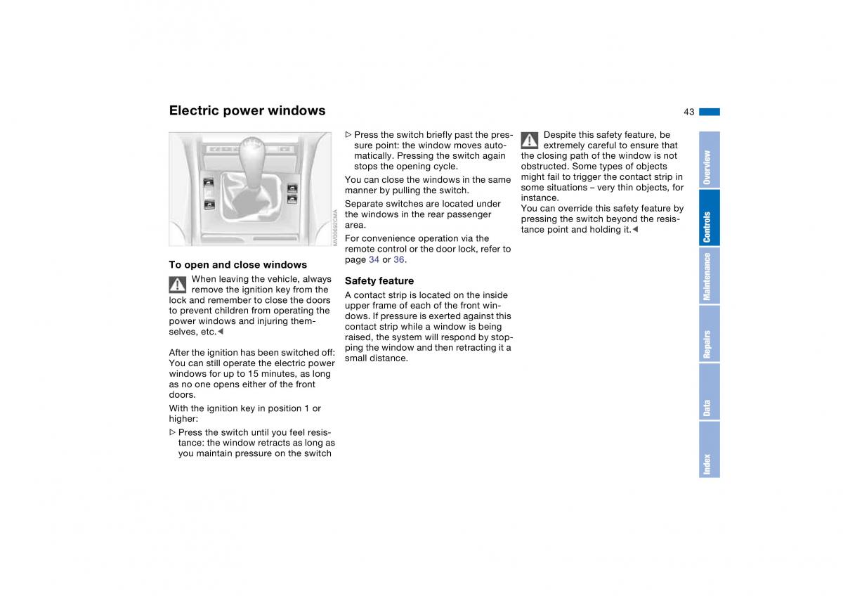 BMW E46 owners manual / page 43