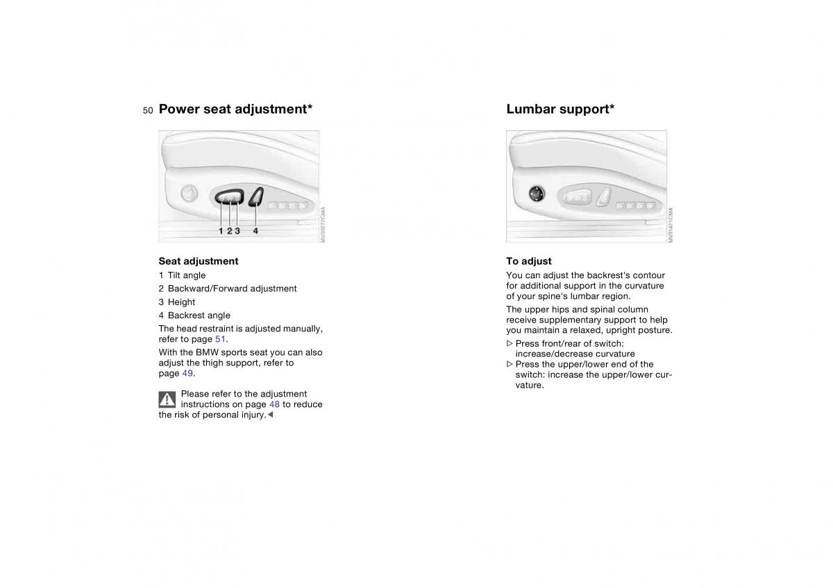 BMW E46 owners manual / page 50