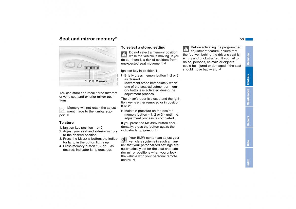 BMW E46 owners manual / page 53