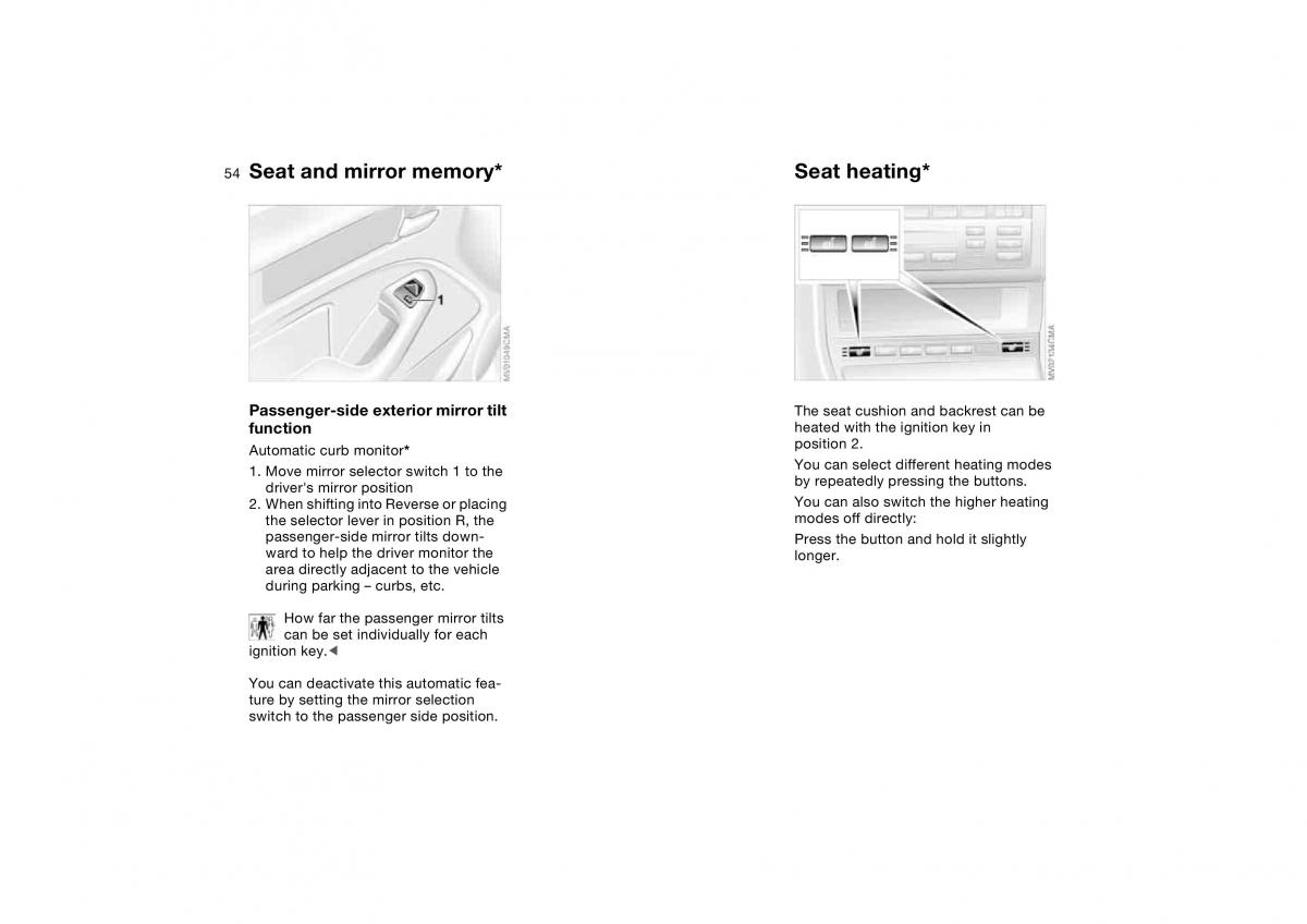 BMW E46 owners manual / page 54