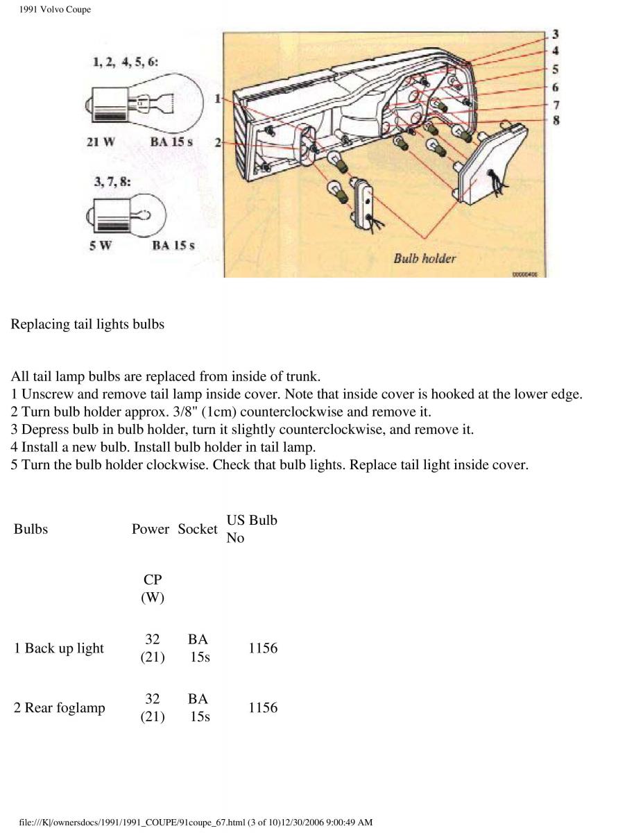 manual  Volvo Coupe owners manual / page 123