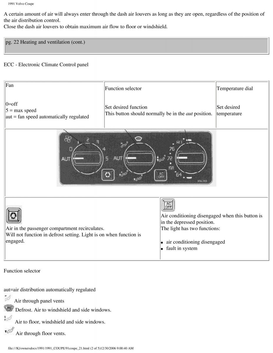 Volvo Coupe owners manual / page 49