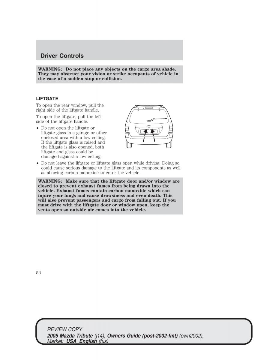 Mazda Tribute owners manual / page 56