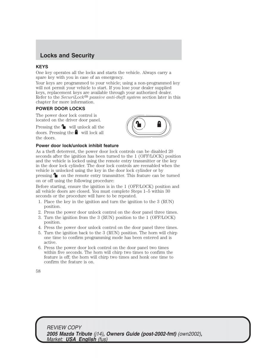 Mazda Tribute owners manual / page 58