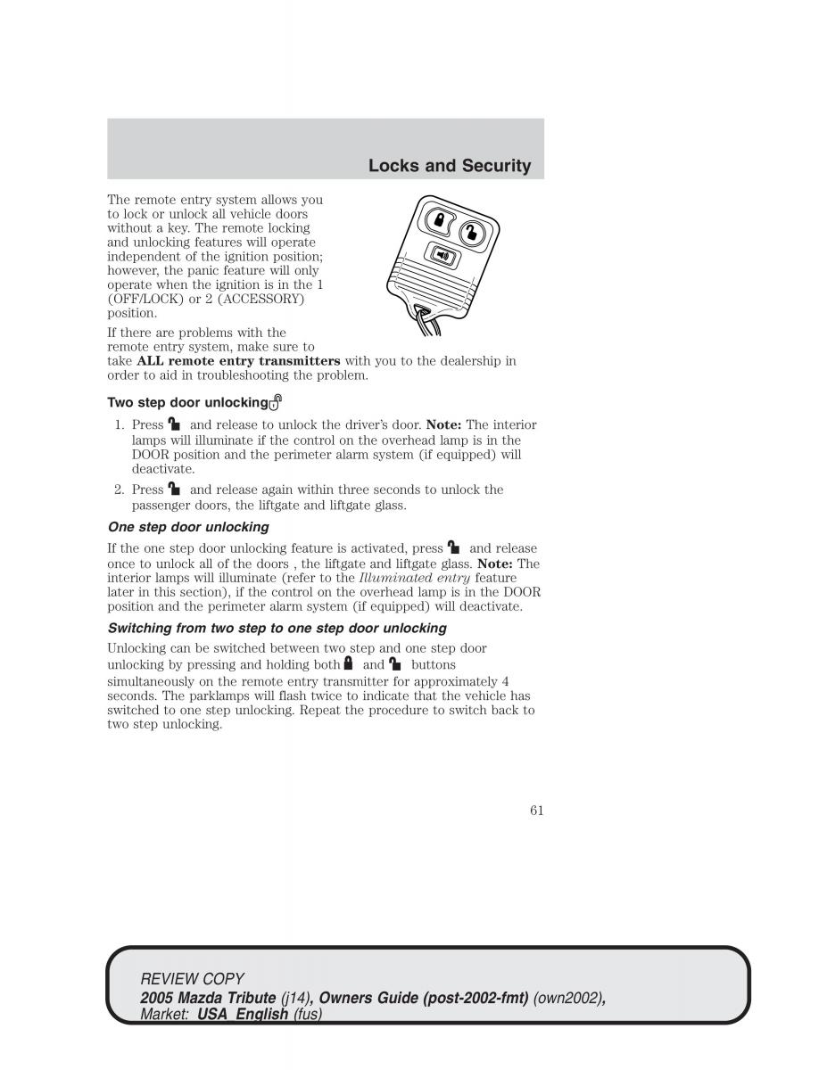 Mazda Tribute owners manual / page 61