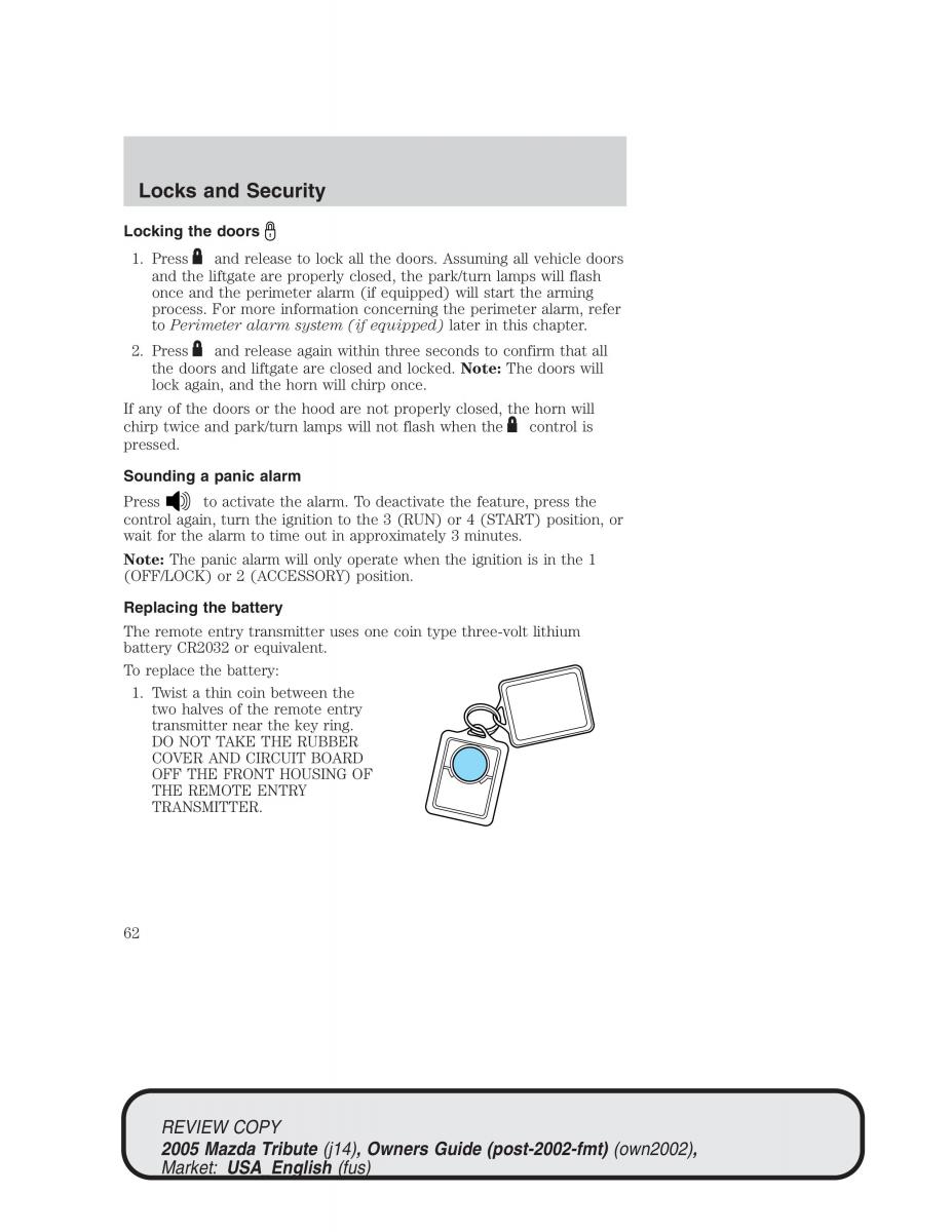 Mazda Tribute owners manual / page 62