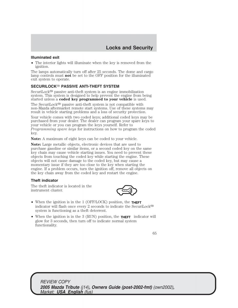 Mazda Tribute owners manual / page 65