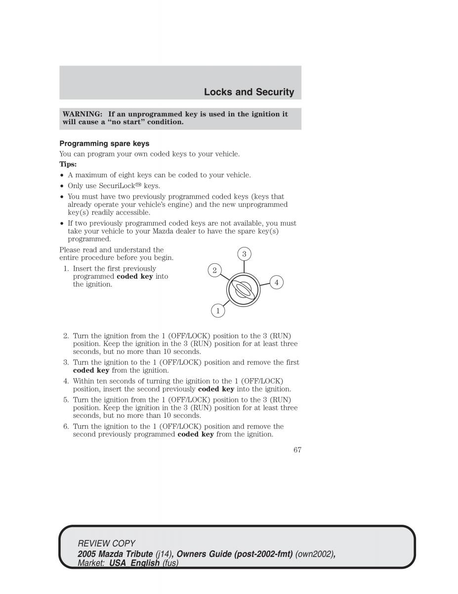 Mazda Tribute owners manual / page 67