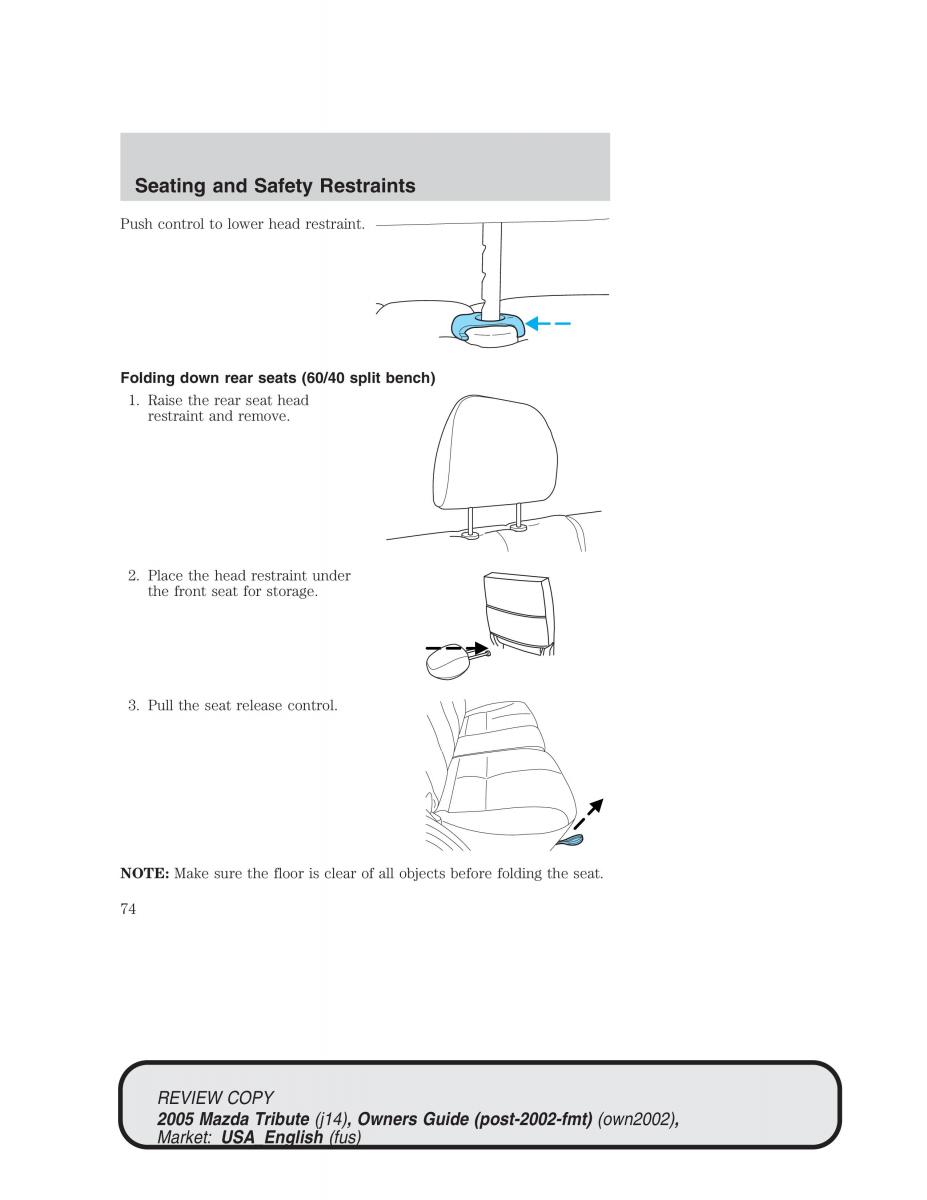 Mazda Tribute owners manual / page 74