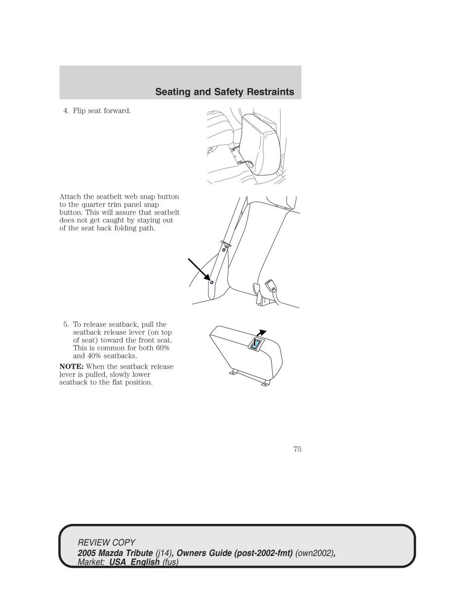 Mazda Tribute owners manual / page 75