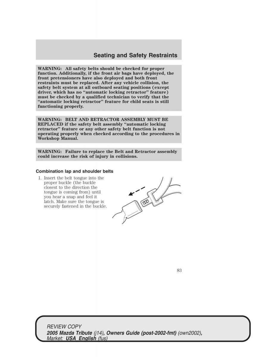 Mazda Tribute owners manual / page 83