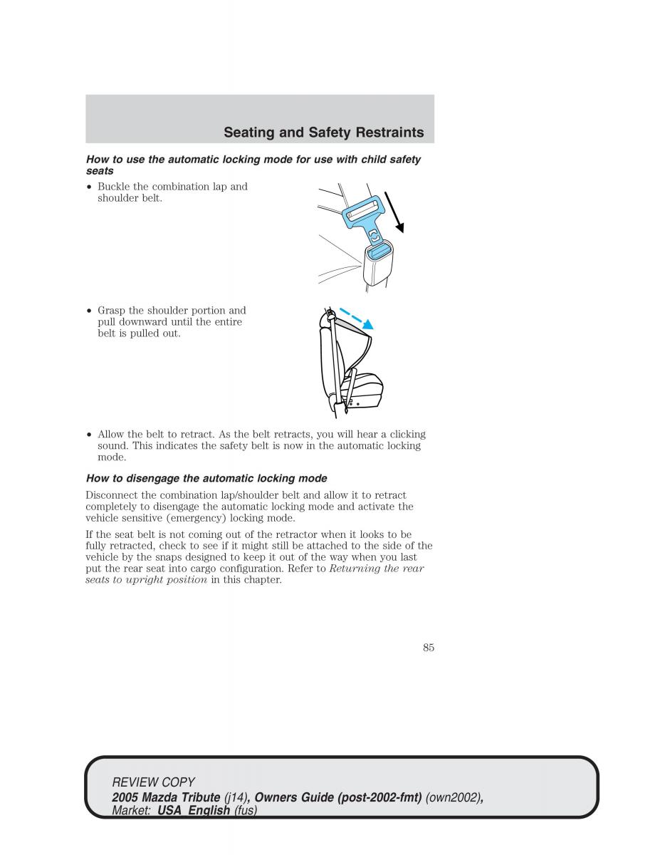 Mazda Tribute owners manual / page 85