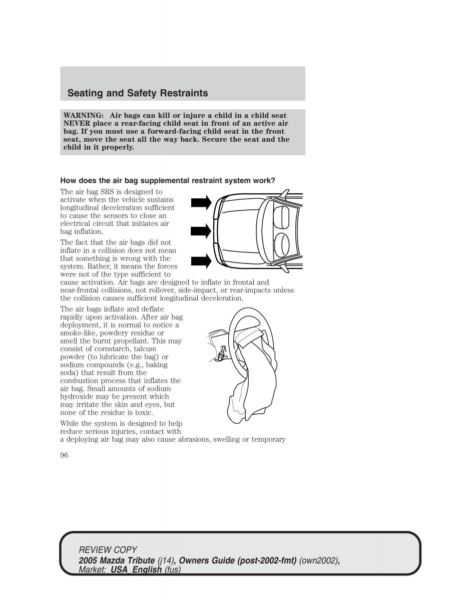 Mazda Tribute owners manual / page 96