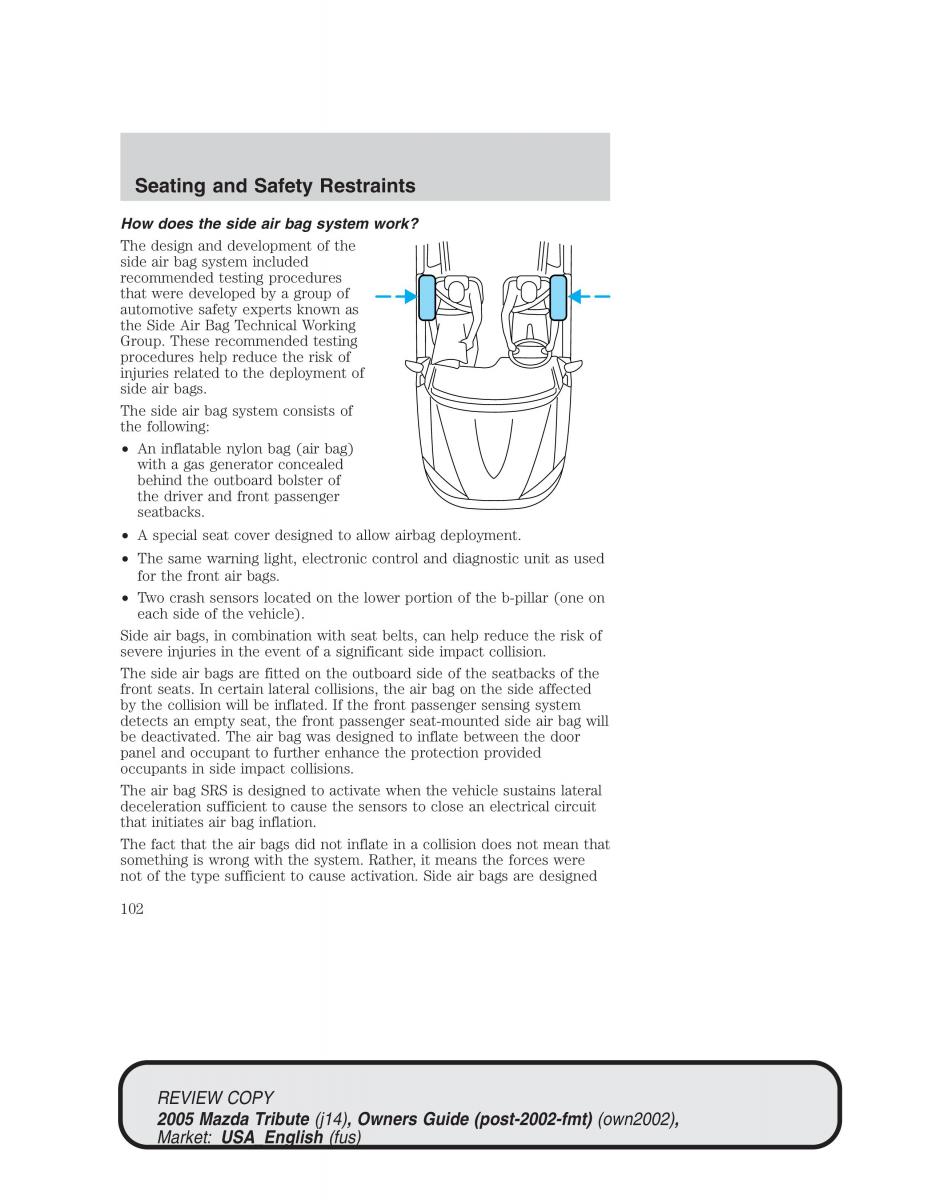 Mazda Tribute owners manual / page 102