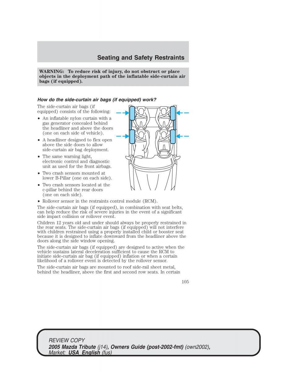 Mazda Tribute owners manual / page 105