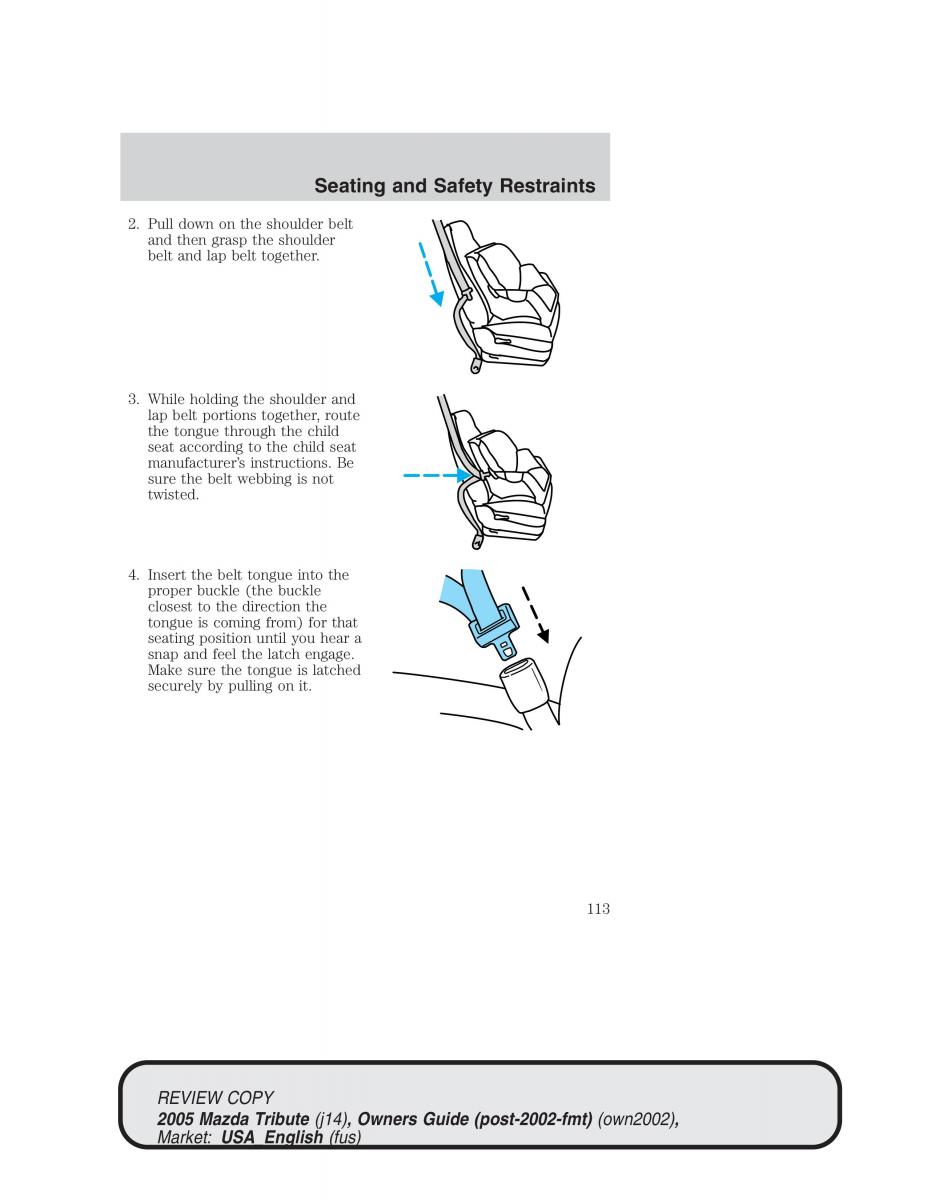 Mazda Tribute owners manual / page 113