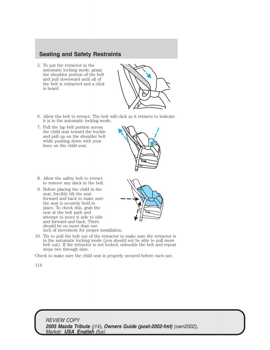 Mazda Tribute owners manual / page 114