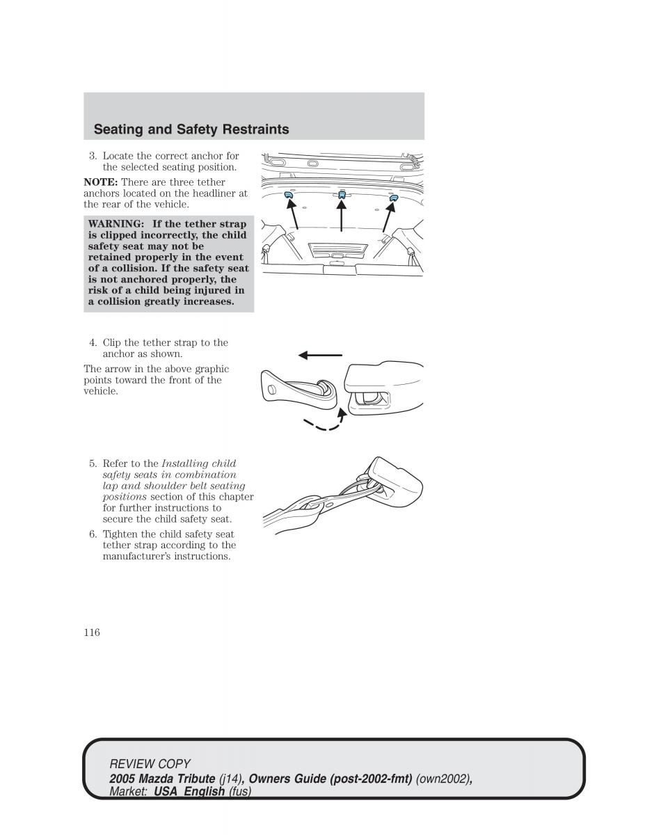 Mazda Tribute owners manual / page 116