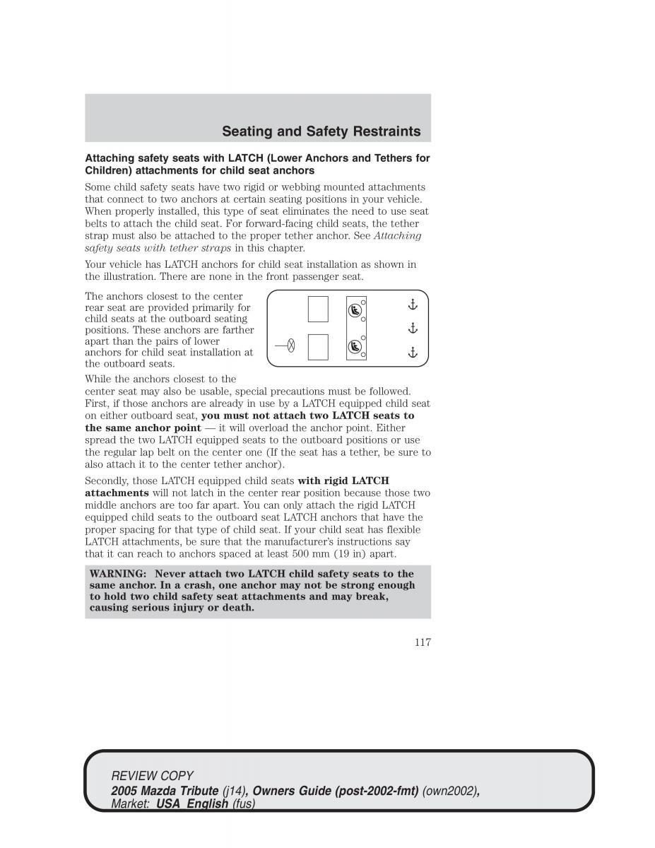 Mazda Tribute owners manual / page 117