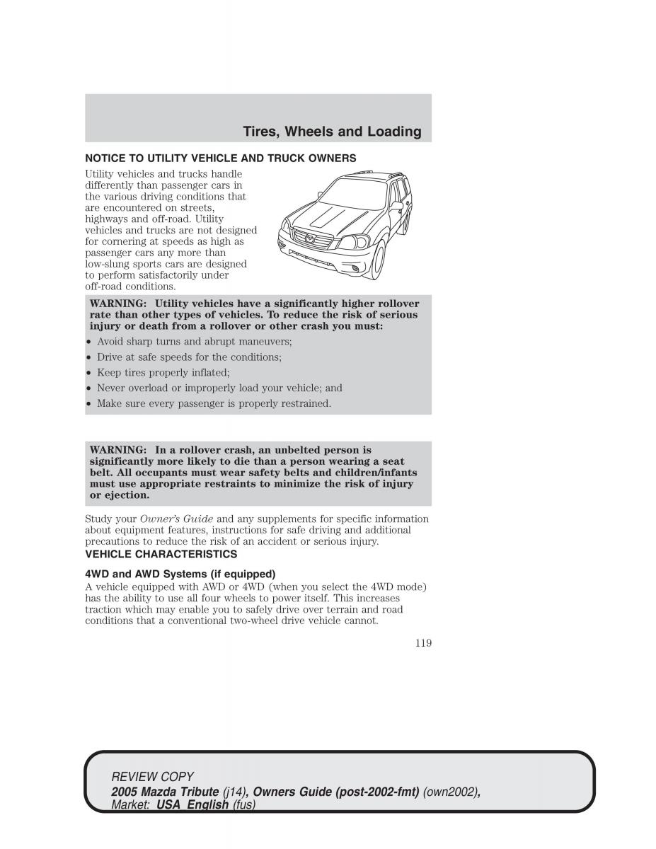 Mazda Tribute owners manual / page 119