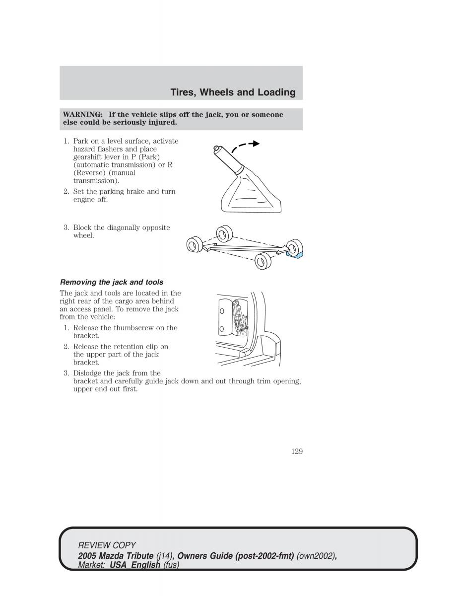 Mazda Tribute owners manual / page 129