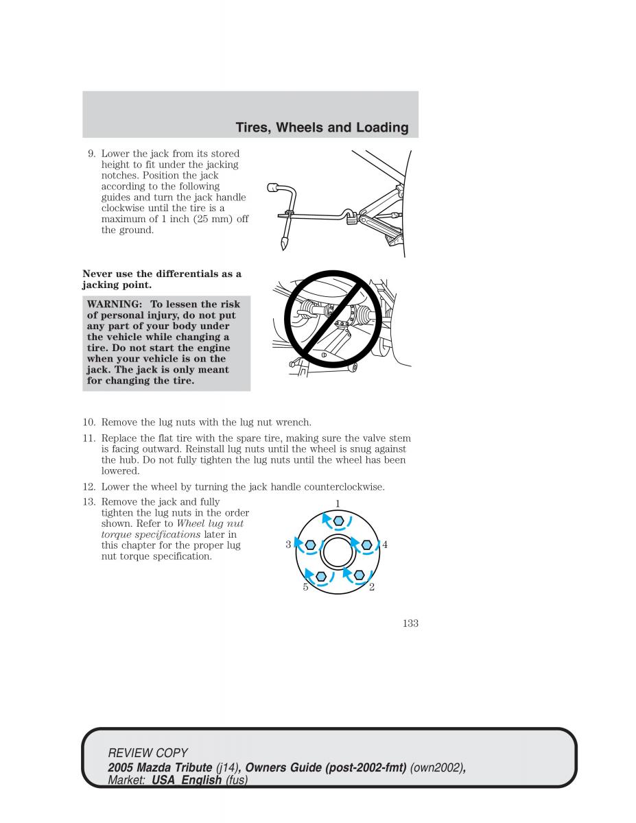 Mazda Tribute owners manual / page 133