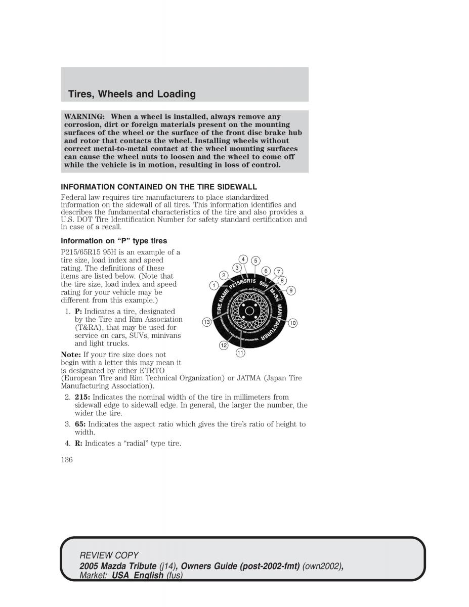 Mazda Tribute owners manual / page 136