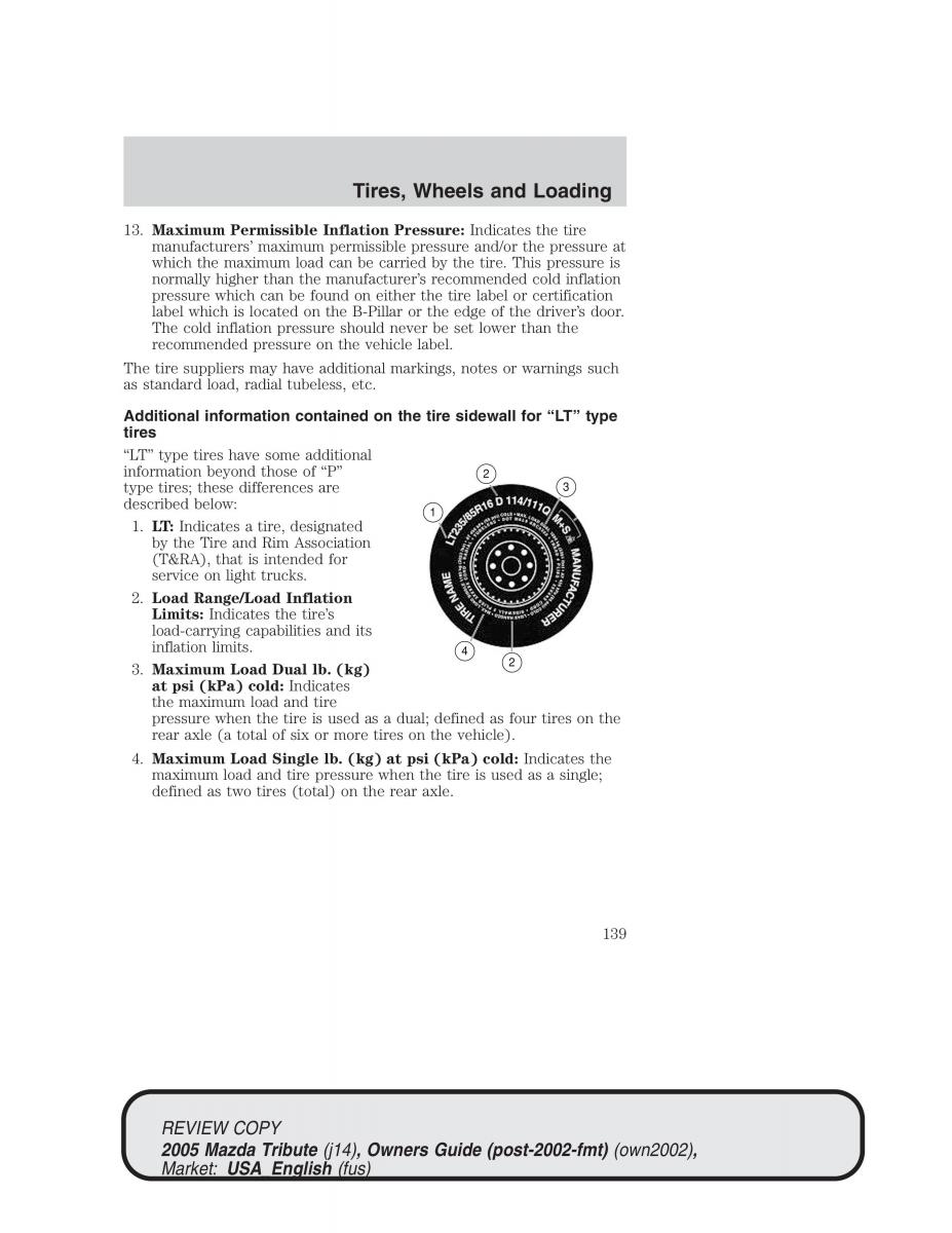 Mazda Tribute owners manual / page 139