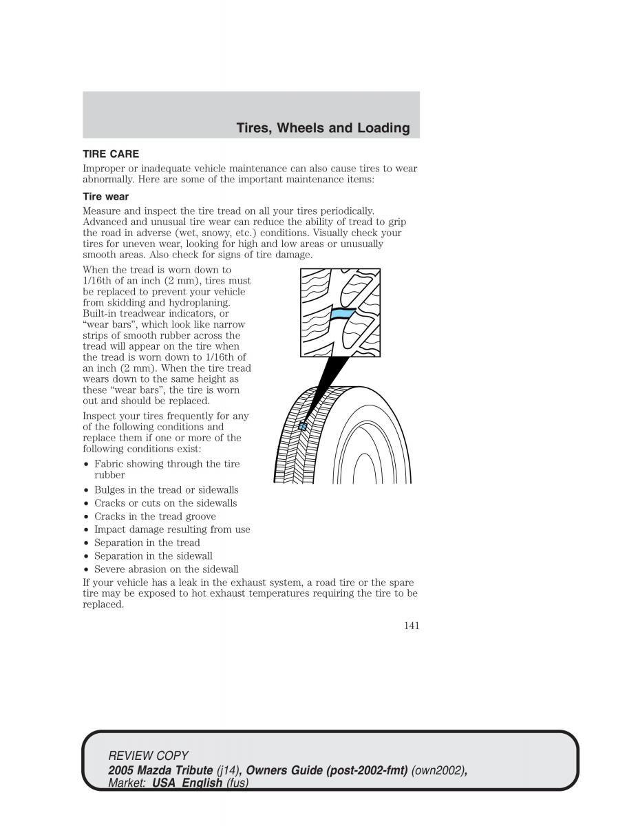 Mazda Tribute owners manual / page 141