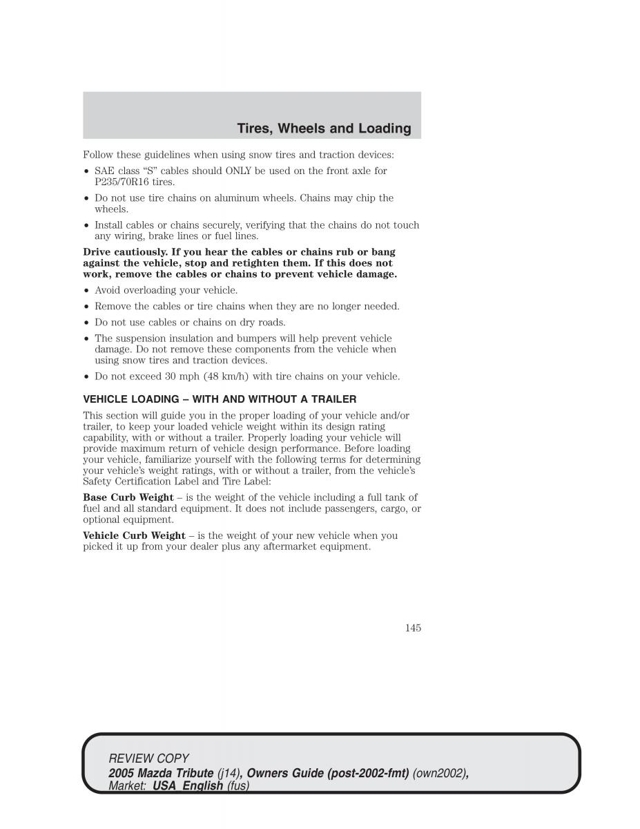 Mazda Tribute owners manual / page 145