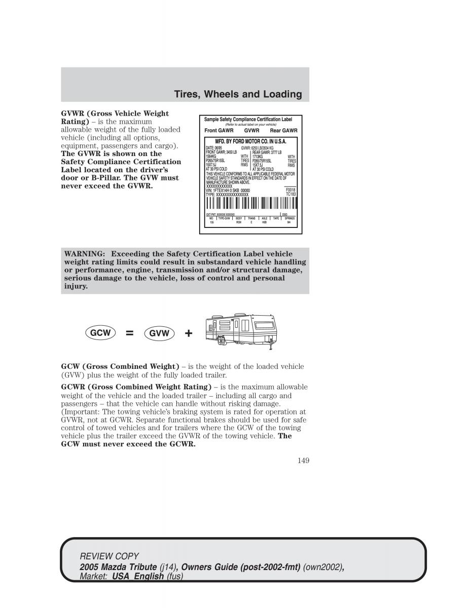 Mazda Tribute owners manual / page 149