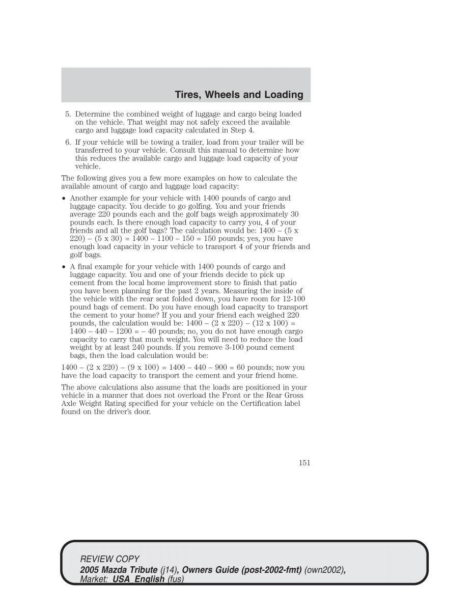 Mazda Tribute owners manual / page 151