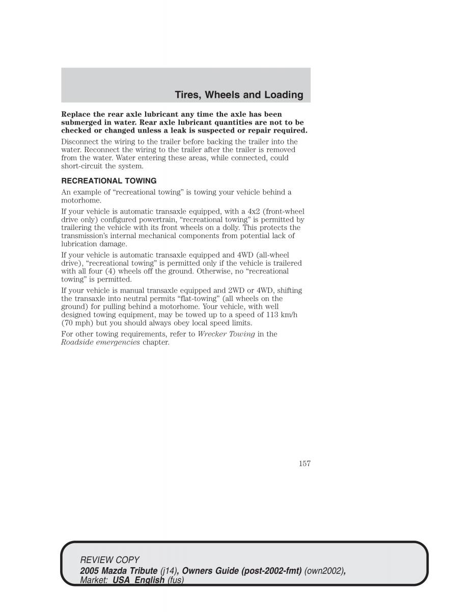 Mazda Tribute owners manual / page 157