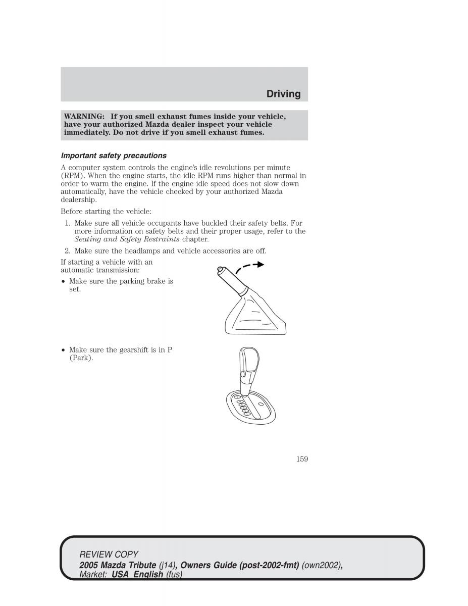 Mazda Tribute owners manual / page 159