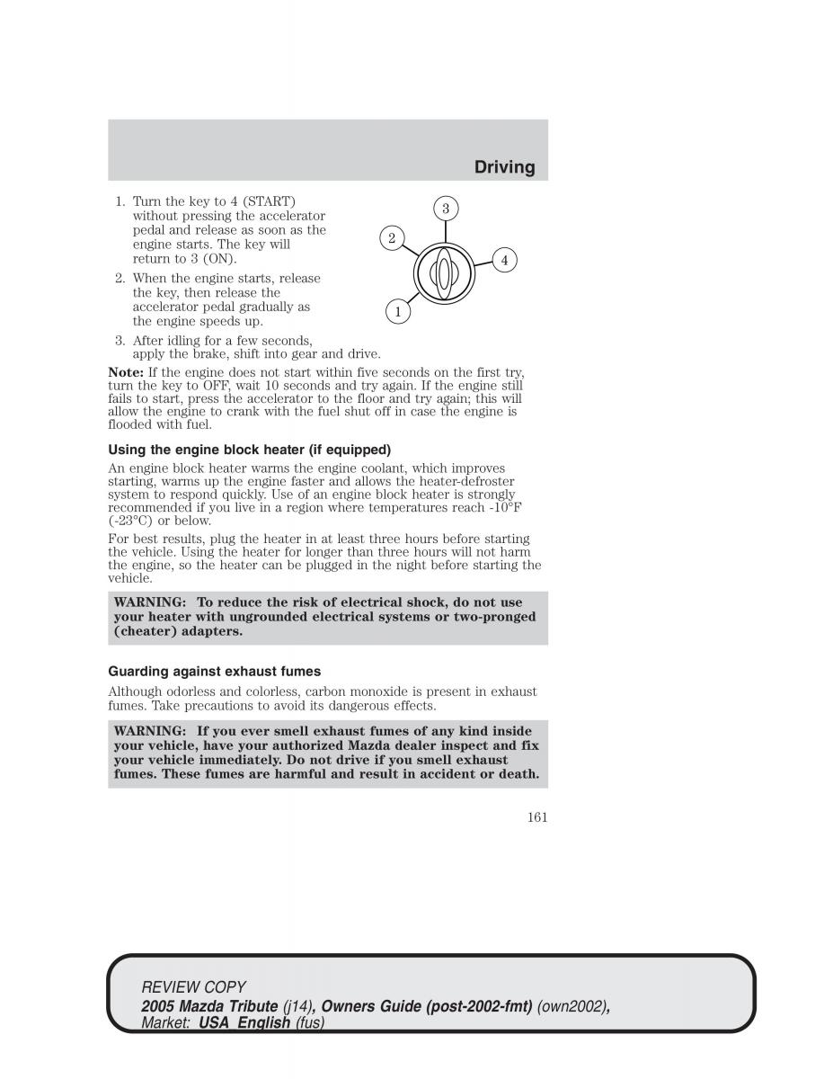 Mazda Tribute owners manual / page 161