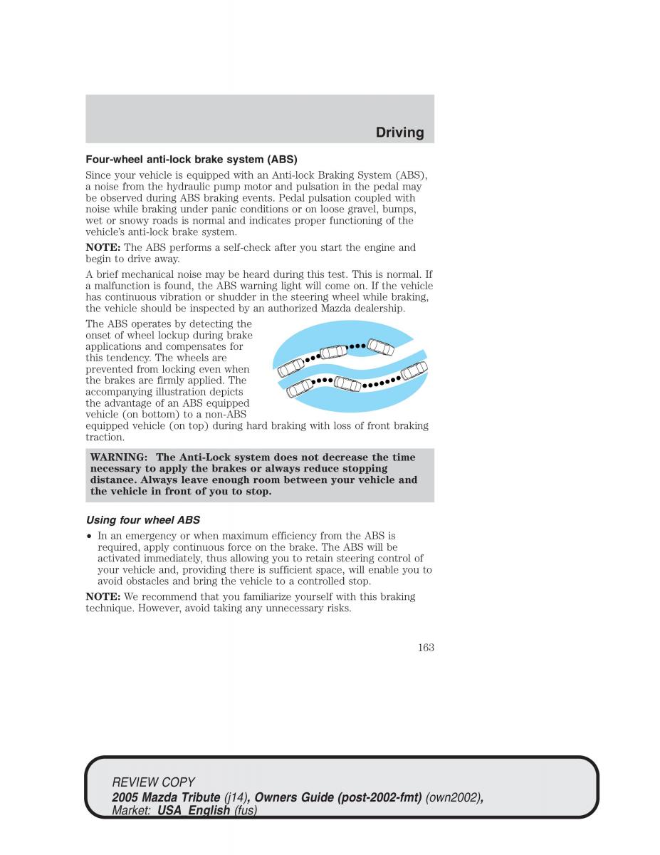 Mazda Tribute owners manual / page 163