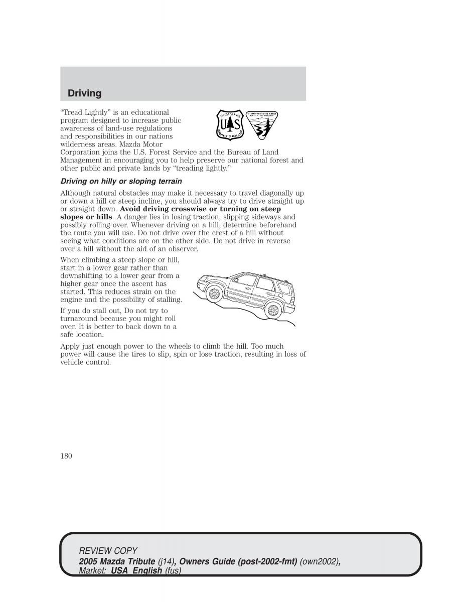 Mazda Tribute owners manual / page 180