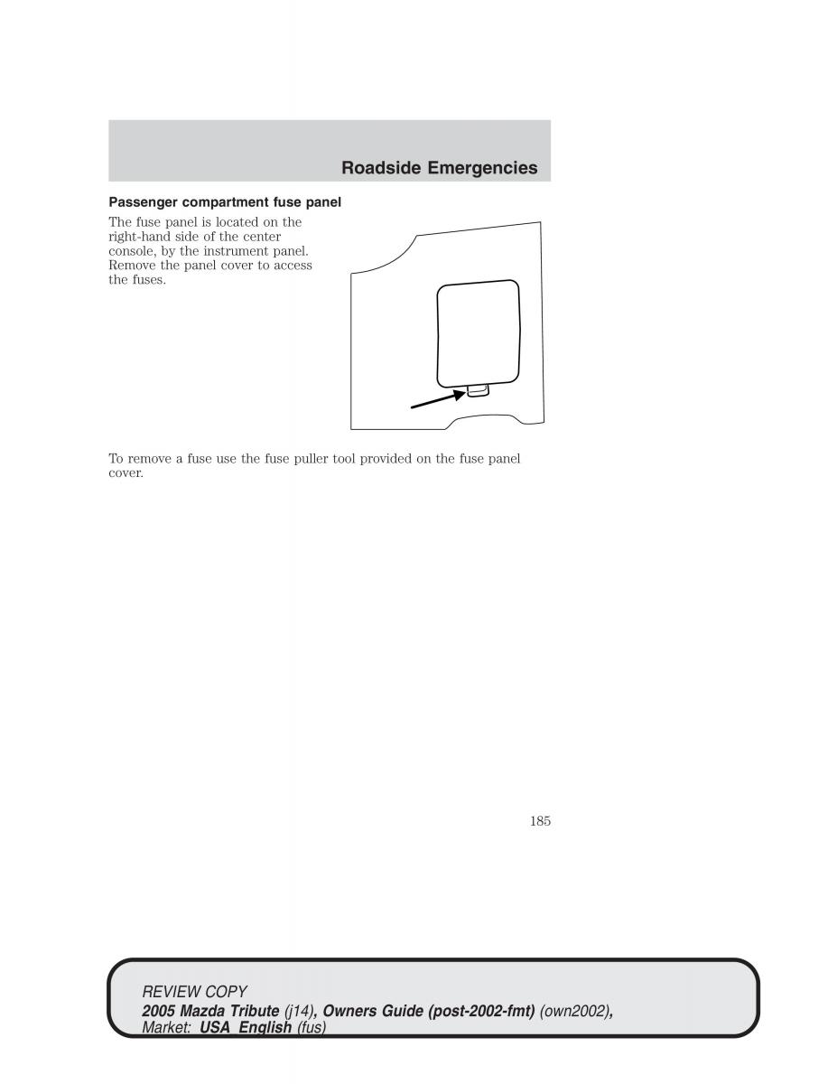 Mazda Tribute owners manual / page 185