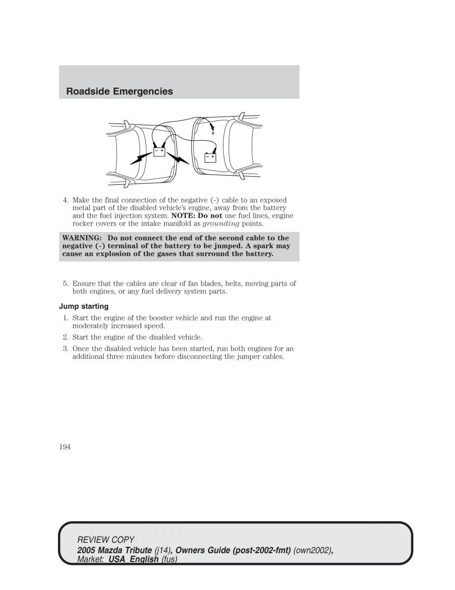 Mazda Tribute owners manual / page 194