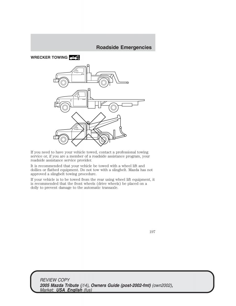 Mazda Tribute owners manual / page 197