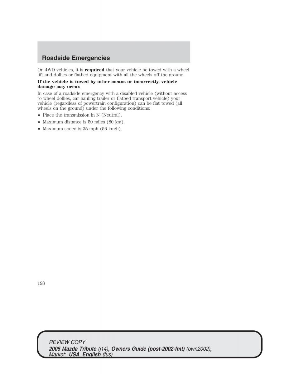 Mazda Tribute owners manual / page 198