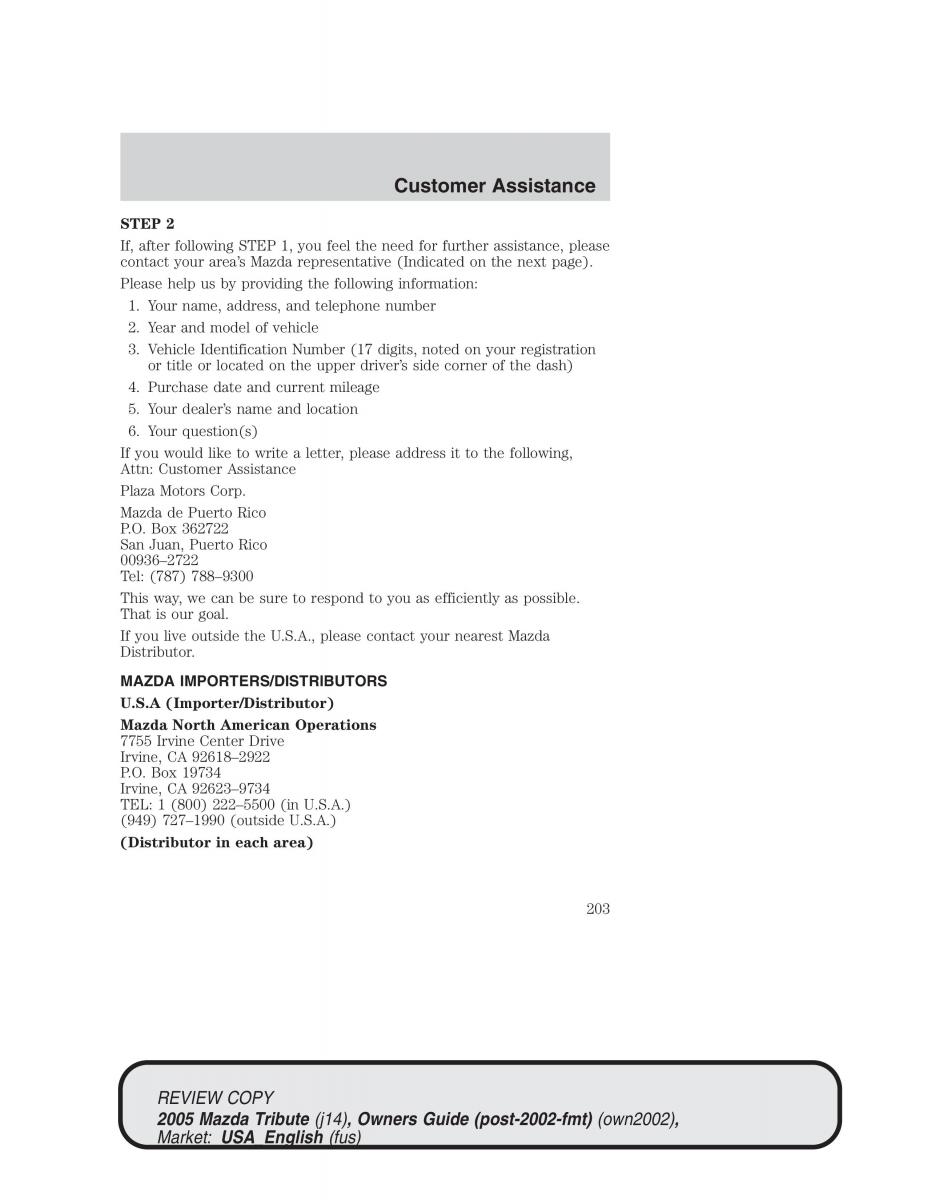 Mazda Tribute owners manual / page 203