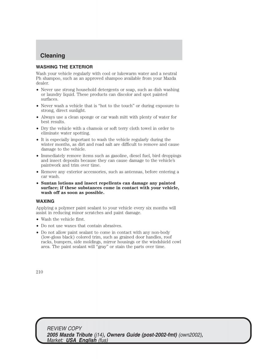 Mazda Tribute owners manual / page 210