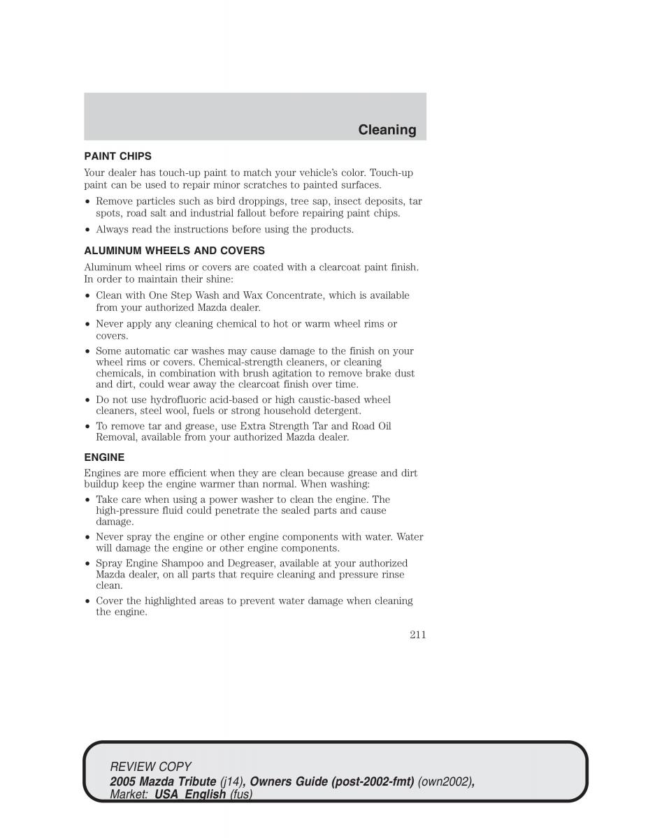 Mazda Tribute owners manual / page 211