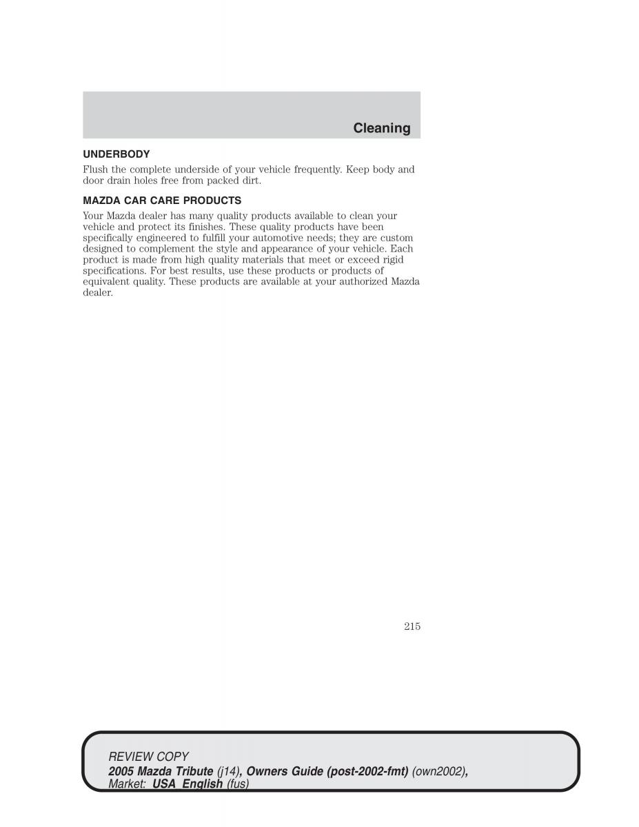 Mazda Tribute owners manual / page 215